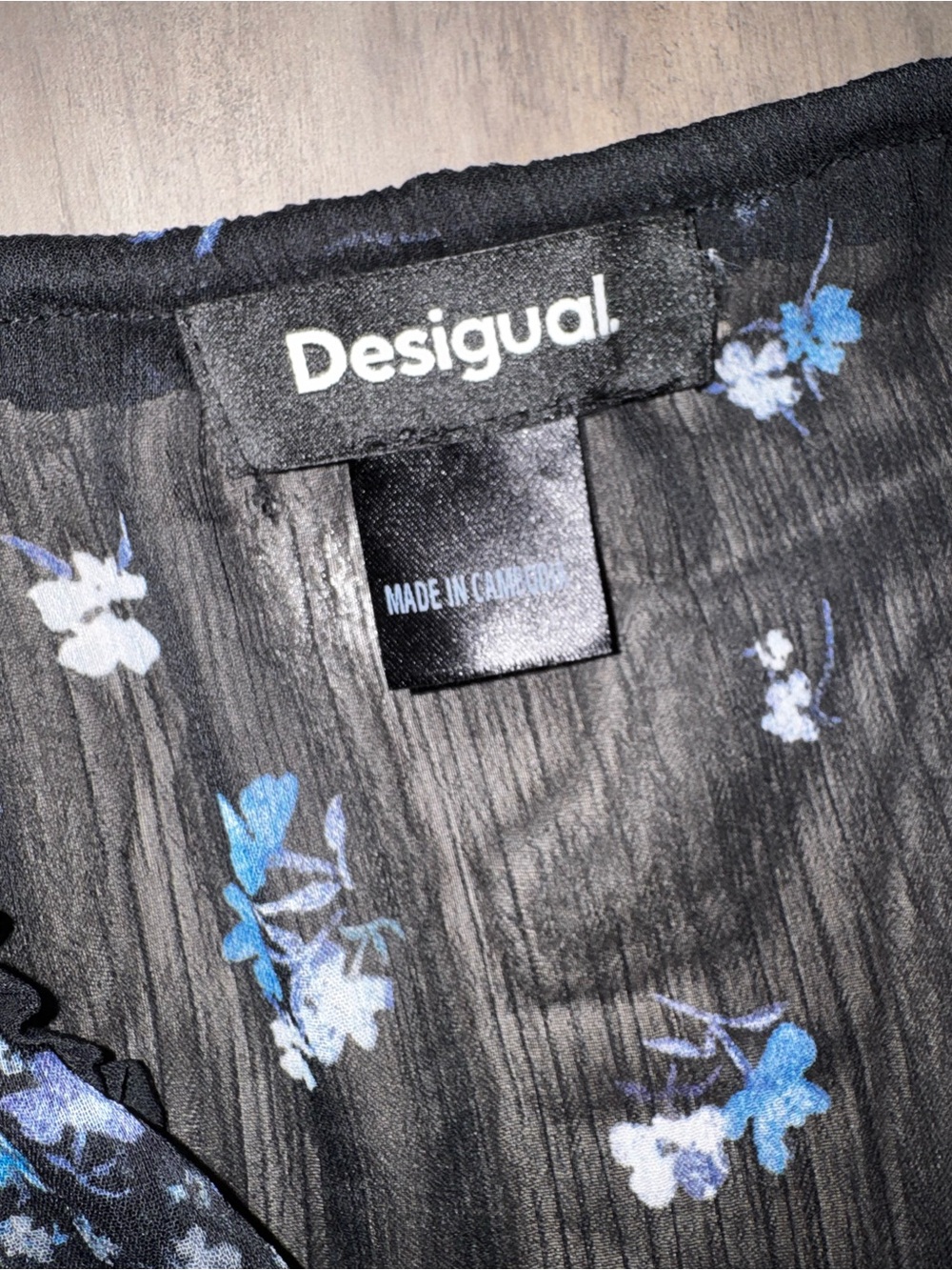 Desigual Black Dress with Blue and White Floral Print - Picture 4 of 8